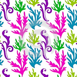 Abstract floral seamless pattern with branches, curls. Background.