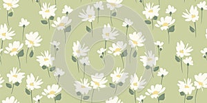 Abstract floral seamless pattern with chamomile. Trendy hand drawn textures. Modern abstract design for,paper, cover