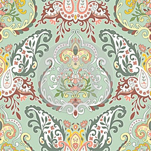 Abstract floral seamless pattern with foliage