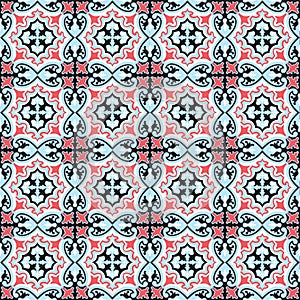 Abstract floral seamless pattern. Geometric asian ornament. Traditional floral oriental tile ornamental backdrop in portugues photo