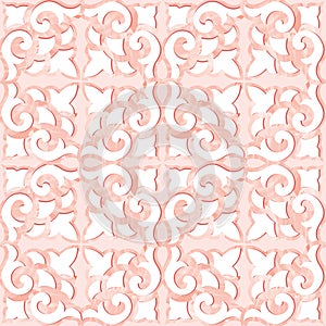 Abstract floral seamless pattern. Mosaic floral ornamental background. Flourish tile ornament in classical european medieval style