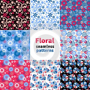 Abstract floral seamless pattern set