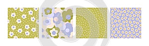 Abstract floral seamless pattern set. Hand drawn flowers background collection