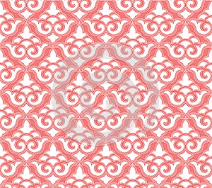 Abstract floral seamless textile pattern. Flourish tiled oriental ethnic background. Arabic ornament with asian flower motif. Good