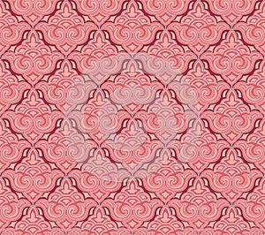 Abstract floral seamless textile pattern. Flourish tiled oriental ethnic background. Arabic ornament with asian flower motif. Good