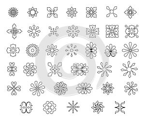 Abstract Floral Shapes Outline Icons