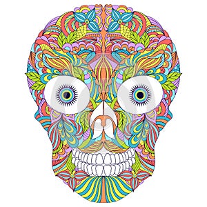 Abstract floral skull on white background.