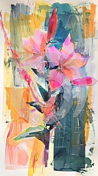 Abstract floral watercolor painting