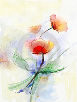 Abstract floral watercolor painting