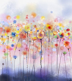 Abstract floral watercolor painting