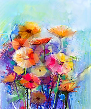 Abstract floral watercolor painting photo