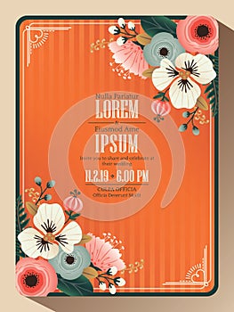 Abstract floral wedding invitation card background template
