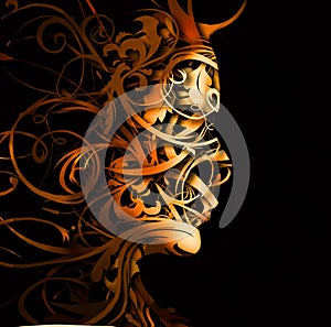 Abstract flourish portrait