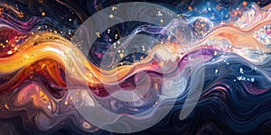 Abstract Flow of Data Streams in Motion with Vibrant Colors and Dynamic Patterns