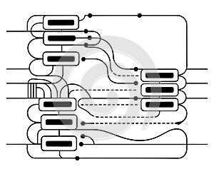 Abstract Flow Diagram Vector Minimalist Data Network Connection Illustration