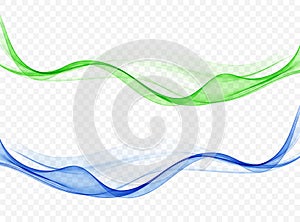 Abstract flow of wavy lines in blue and green. Transparent wave,design element.