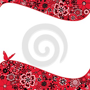 Abstract Flower Background With a Butterfly