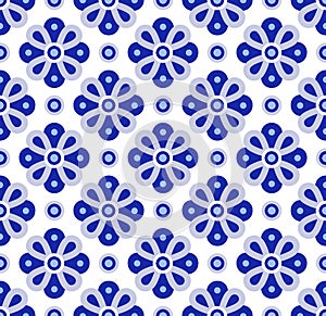 Abstract flower blue pattern, Tile vector