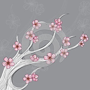 Abstract flower branch for spring