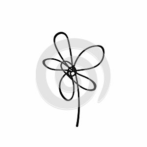 Abstract flower drawn by hand. Icon, logo, symbol. Doodle, sketch.