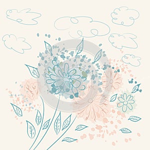 Abstract flower illustration with simple baby florals