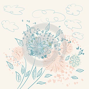 Abstract flower illustration with simple baby florals photo