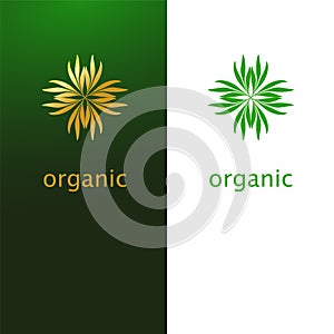 Abstract flower of leaves logo icon design. Elegant Golden eco s