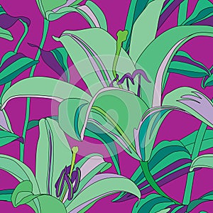 Abstract flower lily seamless pattern in Hawaii st