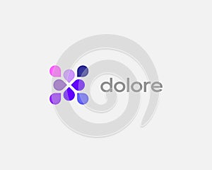 Abstract flower logo from drops. Creative beauty salon cosmetics spa logotype. Vector illustration.