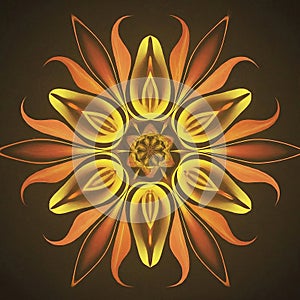 Abstract flower orange and yellow