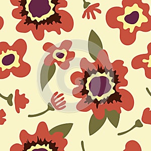 Abstract flower retro seamless pattern
