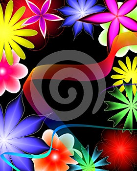 Abstract flower and ribbon