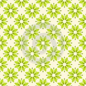 Abstract flower seamless pattern. Green colorAbstract flower seamless pattern. Green color. Repeating geometric stylized flowers.