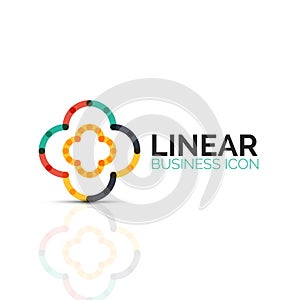 Abstract flower or star, linear thin line icon. Minimalistic business geometric shape symbol created with line segments