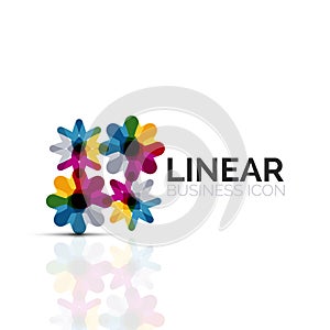 Abstract flower or star, linear thin line icon. Minimalistic business geometric shape symbol created with line segments