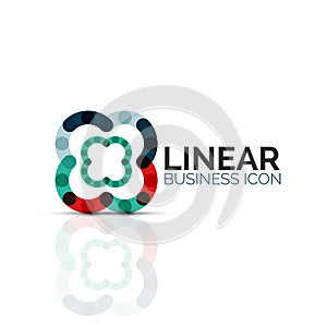 Abstract flower or star, linear thin line icon. Minimalistic business geometric shape symbol created with line segments