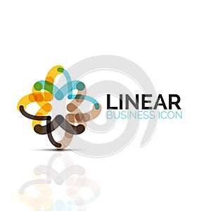 Abstract flower or star, linear thin line icon. Minimalistic business geometric shape symbol created with line segments