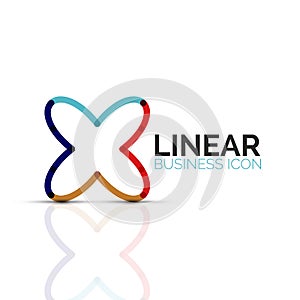 Abstract flower or star, linear thin line icon. Minimalistic business geometric shape symbol created with line segments