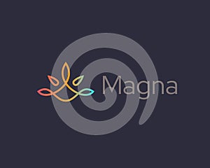 Abstract flower sun relax logo icon design modern minimal style illustration. Yoga spa leaf vector linear emblem sign