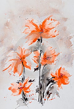 Abstract flower watrecolor painting