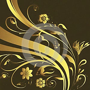 Abstract flowers and arabesques in gold.