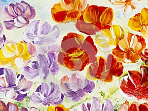 Abstract flowers, creative hand painted background