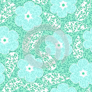 Abstract flowers floral green seamless background