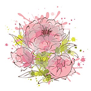 Abstract flowers illustration -- peonies photo