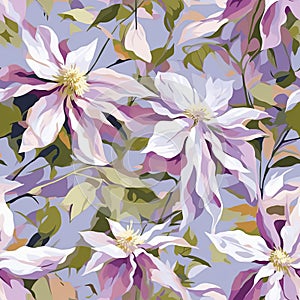 Abstract flowers painting, seamless floral repeating pattern. Generative AI