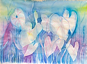 Abstract Flowers in Pastel Colors - Original Watercolor Painting