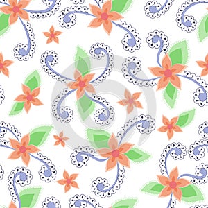 Abstract flowers seamless pattern. Vintage colors