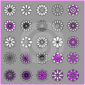 Abstract flowers set