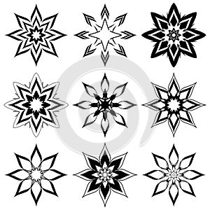 abstract flowers set for design.