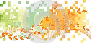 Abstract flowers on a square background.